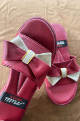 MILLI SHOES - Casual Bow Slides - Maroon